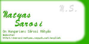matyas sarosi business card