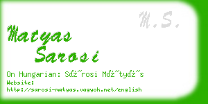matyas sarosi business card